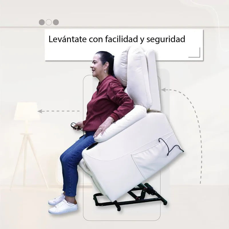 Sillón elevador ultra masajeador térmico, reclinable, carga puerto USB tipo C - Stand Up Couch