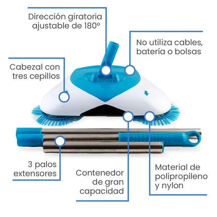Barredora escoba rotatoria sin cables ni baterías Hurricane Spin Broom - TV NOVEDADES TV