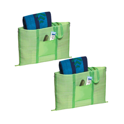 2 Bolsos esterilla de playa con almohada, impermeable y plegable