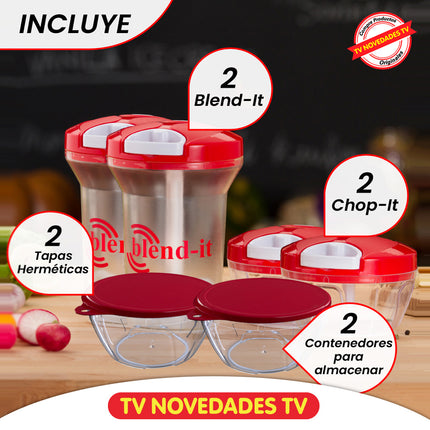 Picador y batidor de alimentos manual sin electricidad Chop It Blend It