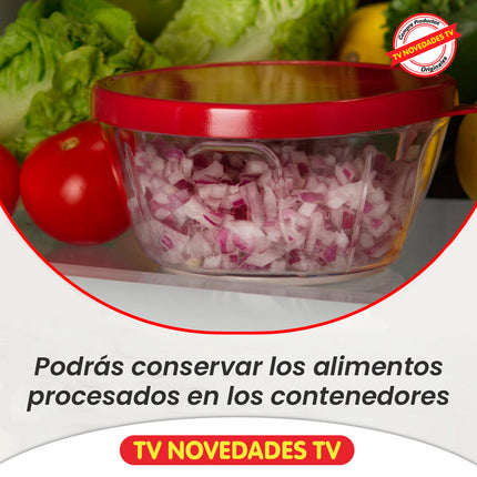 Picador y batidor de alimentos manual sin electricidad Chop It Blend It