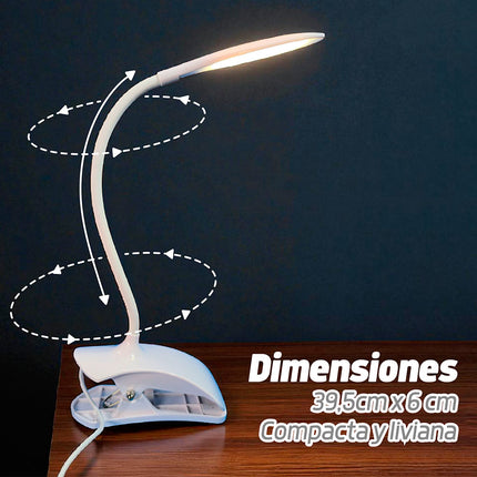 Lámpara LED flexible con clip y conexión USB ClipLamp