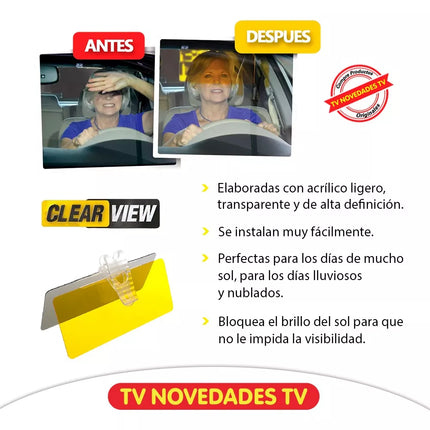 Tapa sol para conducción día y noche mejora visión Clear View - TV NOVEDADES TV