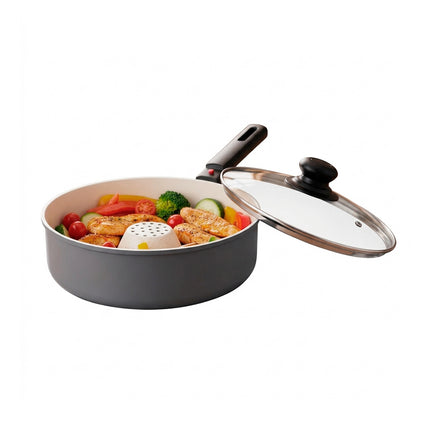 Sartén Dry Cooker con revestimiento de cerámica y tapa de vidrio
