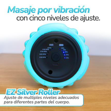 Rodillo masajeador vibratorio recargable de recuperación muscular profunda - Ez Silver Roller C | TV NOVEDADES TV