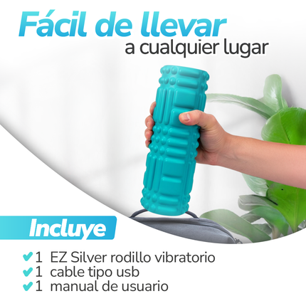 Rodillo masajeador vibratorio recargable de recuperación muscular profunda - Ez Silver Roller C | TV NOVEDADES TV