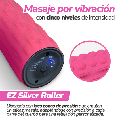 Rodillo masajeador vibratorio recargable de recuperación muscular profunda - EZ Silver Roller V | TV NOVEDADES TV