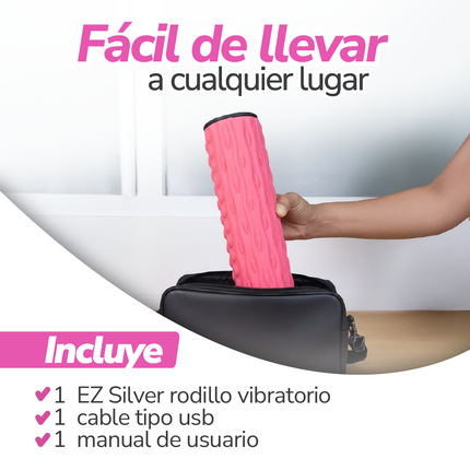 Rodillo masajeador vibratorio recargable de recuperación muscular profunda - EZ Silver Roller V | TV NOVEDADES TV