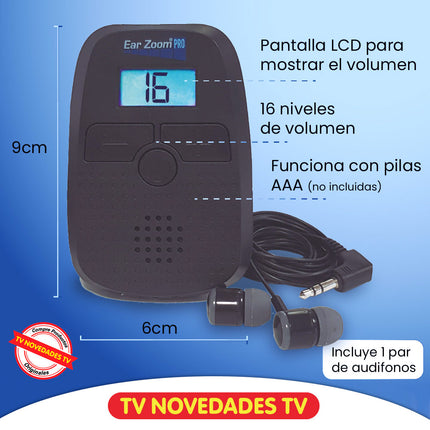 Amplificador de sonido personal y portátil Ear Zoom Pro