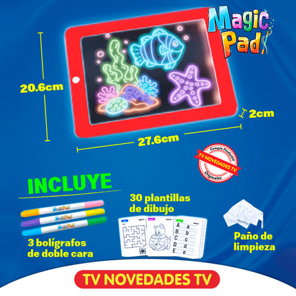 Pizarra y tablero mágico didáctico infantil con luces led Magic Pad