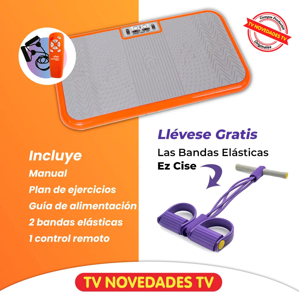 Plataforma vibratoria POWER FIT ELITE DELUXE + Bandas Elásticas EZ Cise