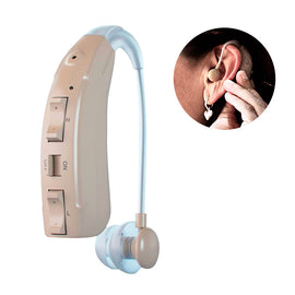 Audífonos para personas mayores Power Ear. Permite regular los sonidos altos y bajos. Producto aprobado por la FDA de Estados Unidos