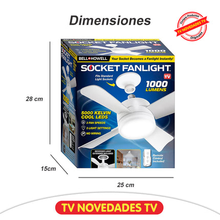 Ventilador y lámpara LED Socket Fanlight con control remoto.