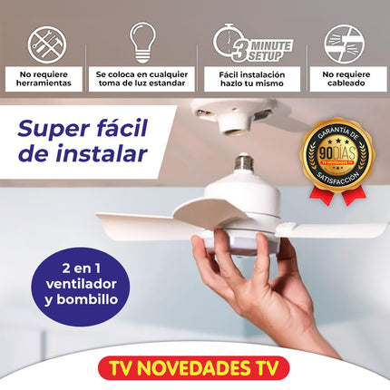 Ventilador y lámpara LED Socket Fanlight con control remoto.