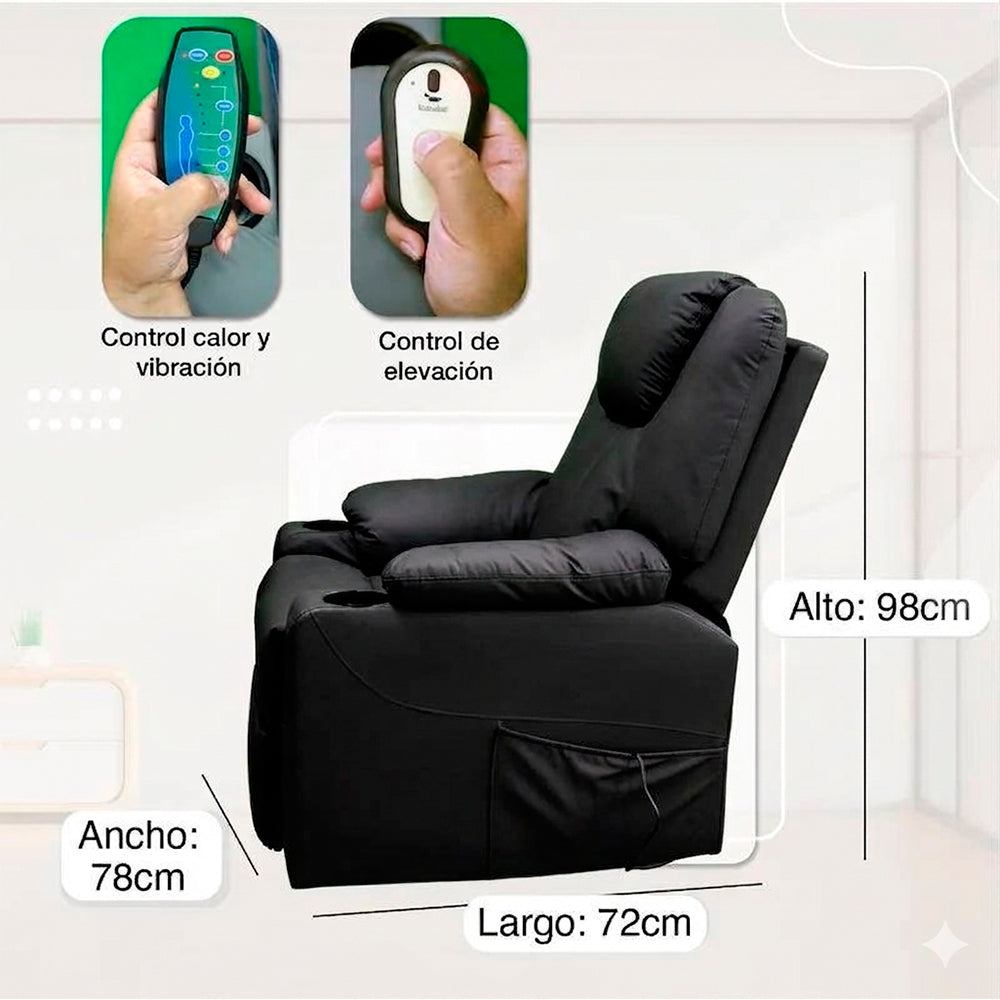 Sillón elevador masajeador térmico, reclinable Stand Up Couch Royal