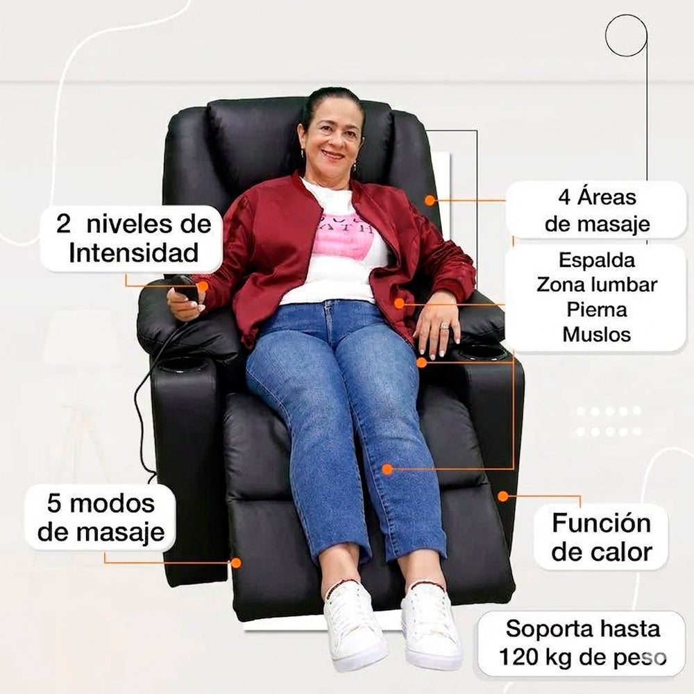Sillón elevador masajeador térmico, reclinable Stand Up Couch Royal