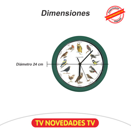 Reloj de pared con 12 cantos de aves reales Starlyf Birdsong