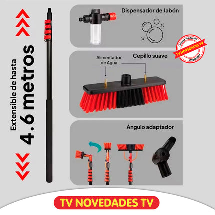 Escoba y cepillo limpiador telescópico de 4.6 mts Telescopic Hidrocleaner - TV NOVEDADES TV