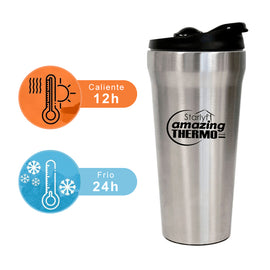 Termo asombroso antiderrame, bebidas frías por 24h o calientes por 12h con base de succión anticaída Amazing Thermo