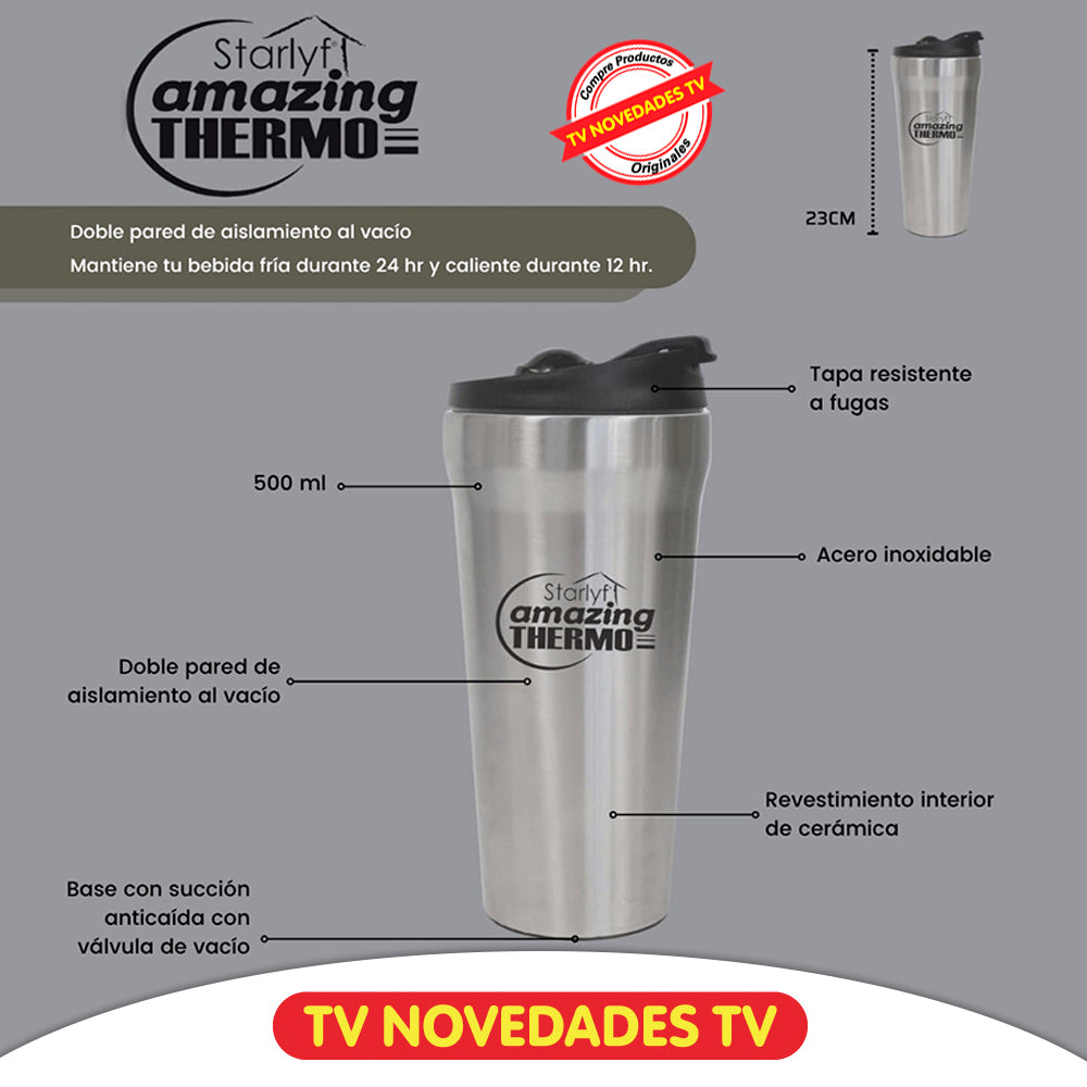 Vaso termo para bebidas frías y calientes con base de succión anticaídas Amazing Thermo
