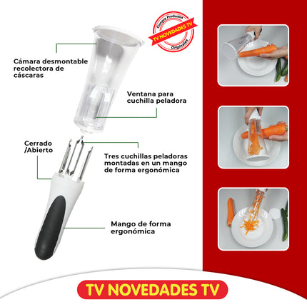 Pelador de verduras 3 en 1 con recipiente integrado Xpert Peel